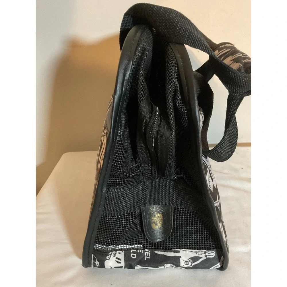 Sherpa Pet Carrier Travel the World Graphic Print Black White Soft Sided Bag